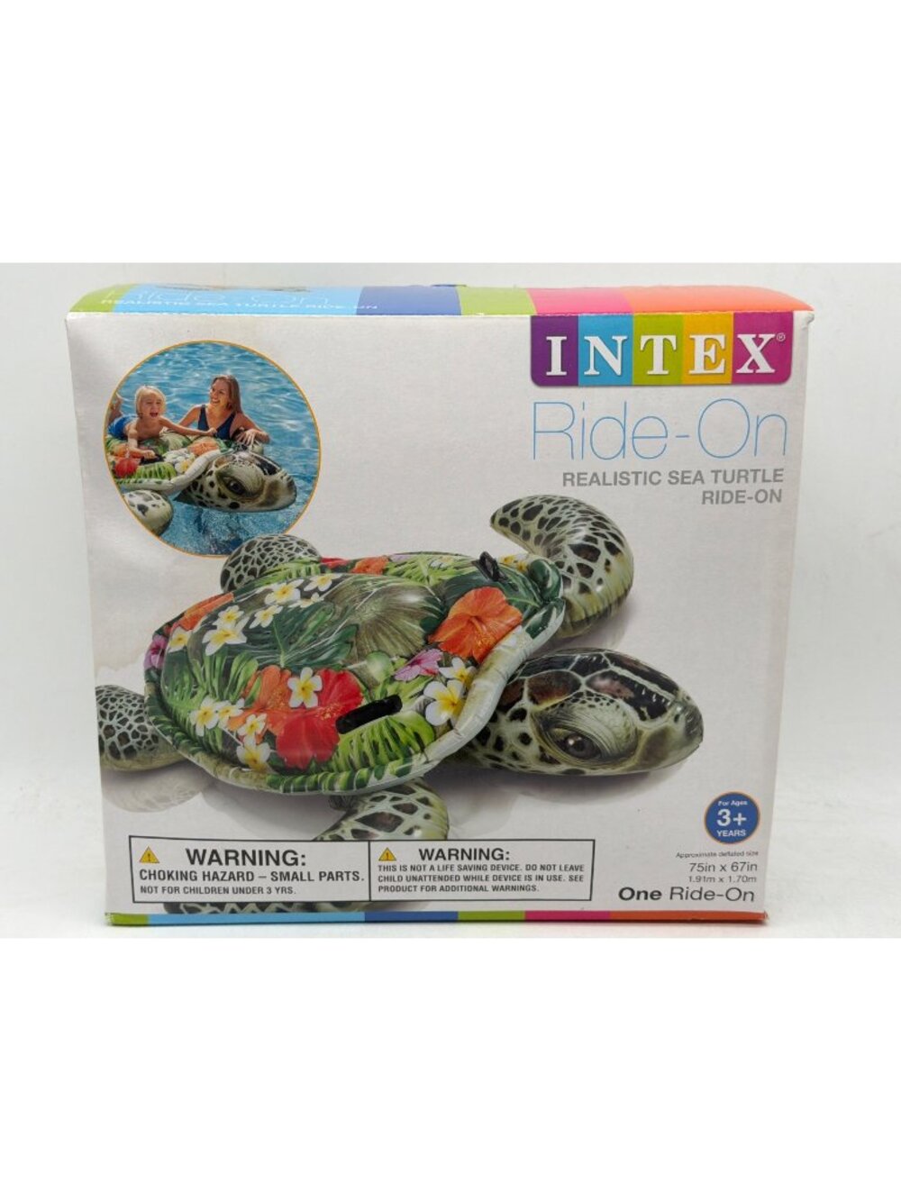 Intex Realistic Sea Turtle Ride-On Pool Float 75"x67" For Ages 3+